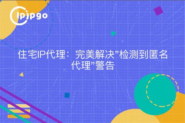 住宅IP代理:完美解决"检测到匿名代理"警告