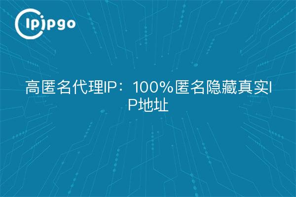 高匿名代理IP:100%匿名隐藏真实IP地址