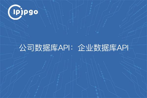 公司数据库API：企业数据库API