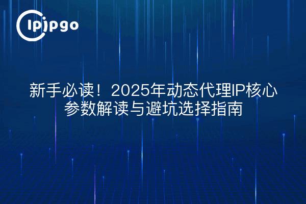 新手必读！2025年动态代理IP核心参数解读与避坑选择指南