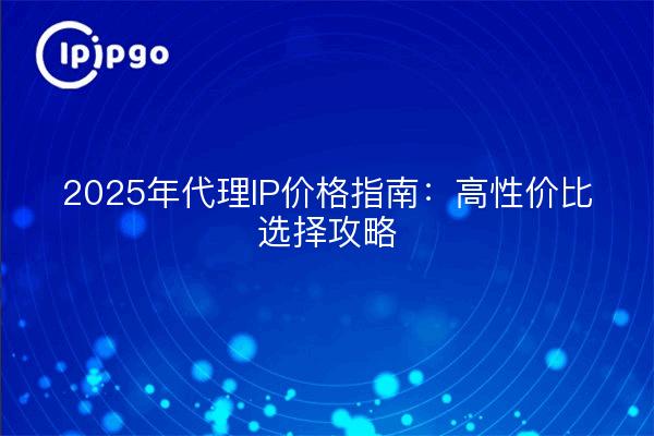 2025年代理IP价格指南：高性价比选择攻略