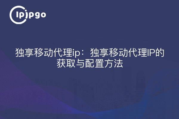 独享移动代理ip:独享移动代理IP的获取与配置方法