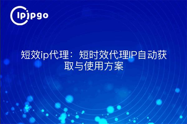 短效ip代理：短时效代理IP自动获取与使用方案