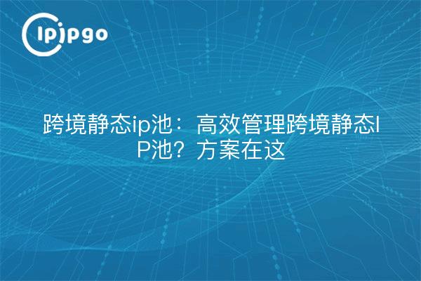 Cross-border static ip pool: efficient management of cross-border static IP pool? Programs in this