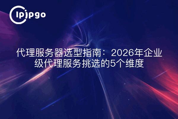 代理服务器选型指南:2026年企业级代理服务挑选的5个维度