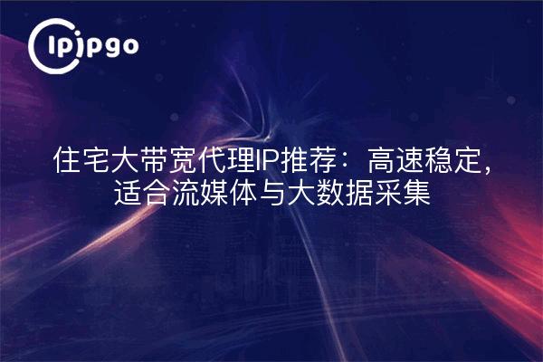 住宅大带宽代理IP推荐：高速稳定，适合流媒体与大数据采集