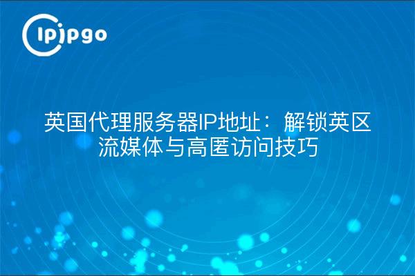 英国代理服务器IP地址:解锁英区流媒体与高匿访问技巧