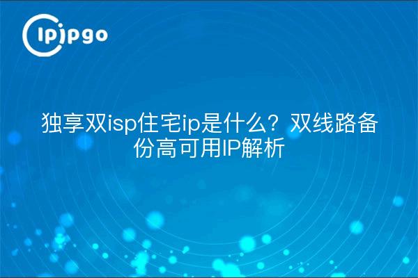 独享双isp住宅ip是什么？双线路备份高可用IP解析
