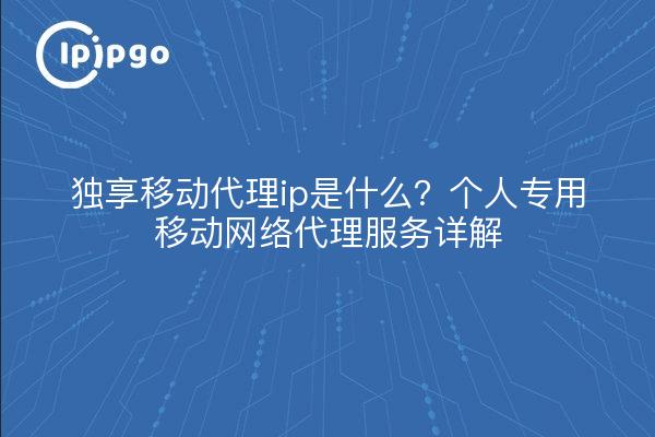 独享移动代理ip是什么？个人专用移动网络代理服务详解