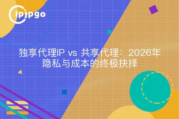 独享代理IP vs 共享代理:2026年隐私与成本的终极抉择