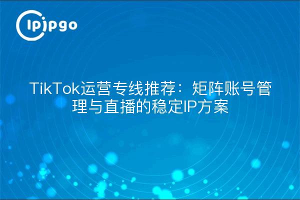 TikTok运营专线推荐：矩阵账号管理与直播的稳定IP方案