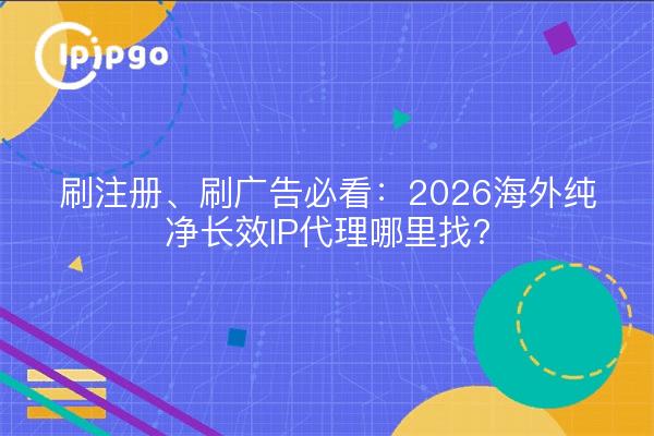 刷注册、刷广告必看：2026海外纯净长效IP代理哪里找？
