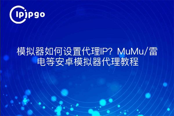 模拟器如何设置代理IP？MuMu/雷电等安卓模拟器代理教程
