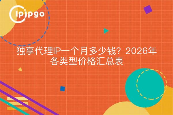 独享代理IP一个月多少钱？2026年各类型价格汇总表