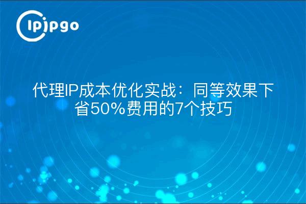 代理IP成本优化实战：同等效果下省50%费用的7个技巧