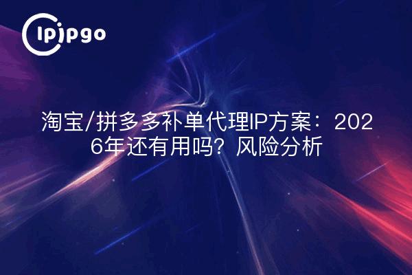淘宝/拼多多补单代理IP方案：2026年还有用吗？风险分析