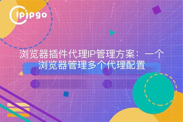 浏览器插件代理IP管理方案：一个浏览器管理多个代理配置