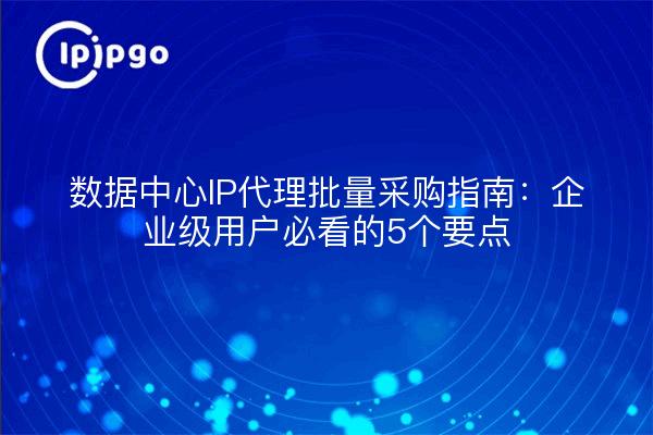 数据中心IP代理批量采购指南：企业级用户必看的5个要点