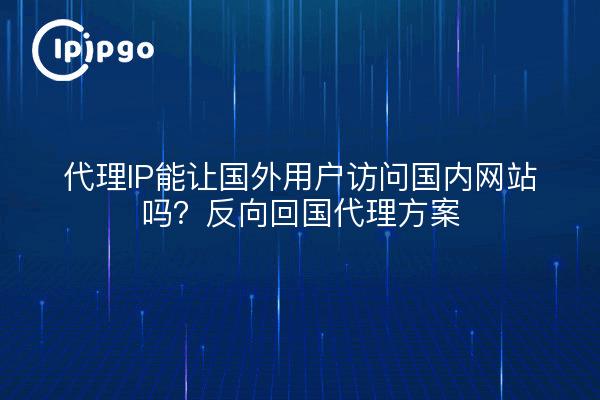 代理IP能让国外用户访问国内网站吗?反向回国代理方案