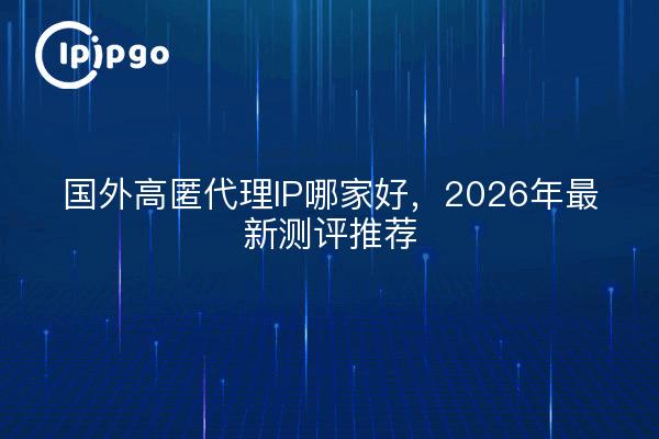 国外高匿代理IP哪家好，2026年最新测评推荐