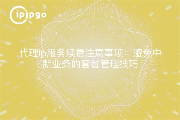 代理ip服务续费注意事项：避免中断业务的套餐管理技巧