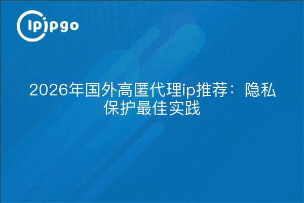 2026年国外高匿代理ip推荐：隐私保护最佳实践