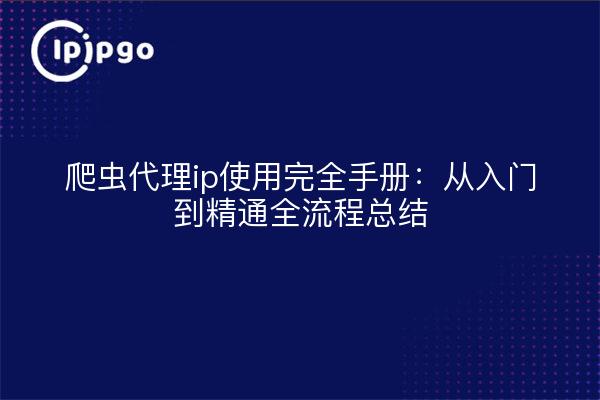 爬虫代理ip使用完全手册:从入门到精通全流程总结