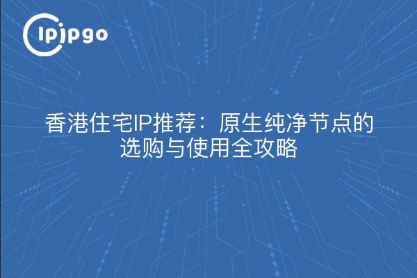 香港住宅IP推荐:原生纯净节点的选购与使用全攻略