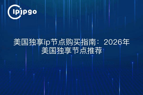 美国独享ip节点购买指南：2026年美国独享节点推荐