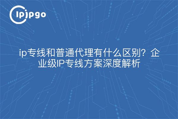 ip专线和普通代理有什么区别？企业级IP专线方案深度解析