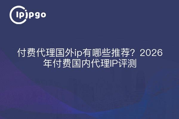 付费代理国外ip有哪些推荐？2026年付费国内代理IP评测