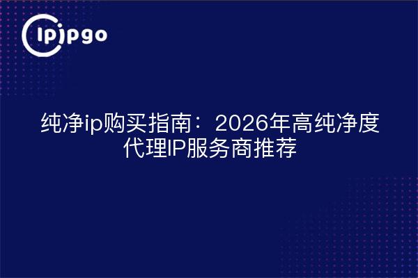 纯净ip购买指南:2026年高纯净度代理IP服务商推荐