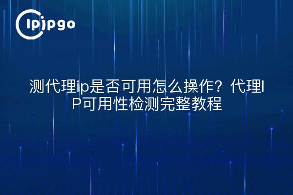 测代理ip是否可用怎么操作?代理IP可用性检测完整教程