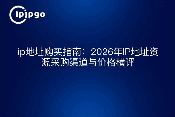 ip地址购买指南:2026年IP地址资源采购渠道与价格横评