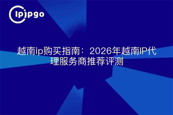 越南ip购买指南：2026年越南IP代理服务商推荐评测