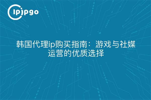 韩国代理ip购买指南:游戏与社媒运营的优质选择