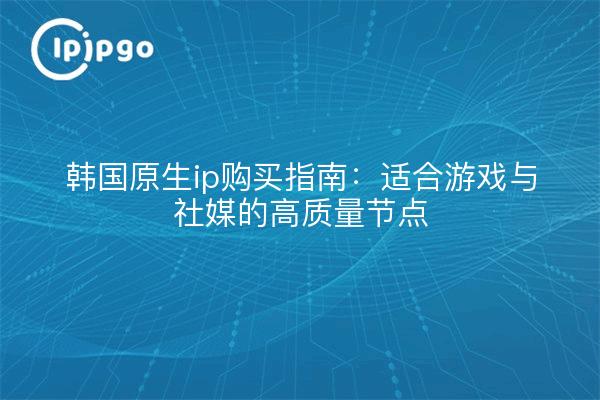 韩国原生ip购买指南:适合游戏与社媒的高质量节点