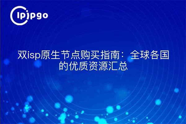双isp原生节点购买指南：全球各国的优质资源汇总