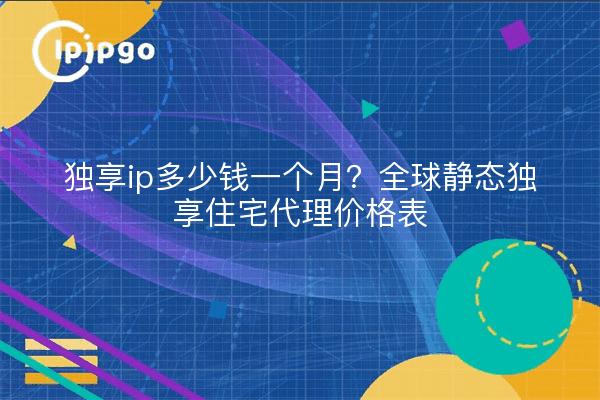 独享ip多少钱一个月？全球静态独享住宅代理价格表