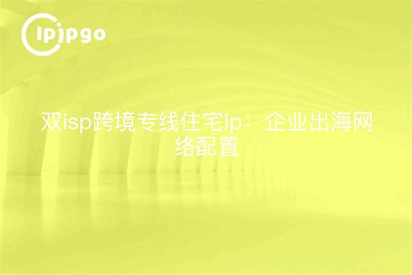 双isp跨境专线住宅ip:企业出海网络配置