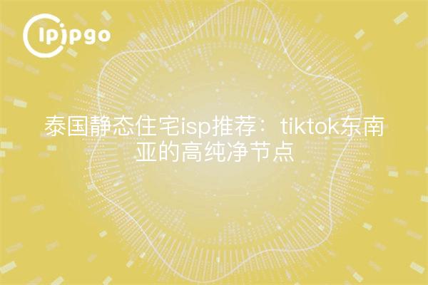 泰国静态住宅isp推荐:tiktok东南亚的高纯净节点