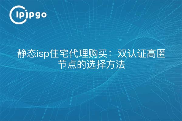 静态isp住宅代理购买:双认证高匿节点的选择方法