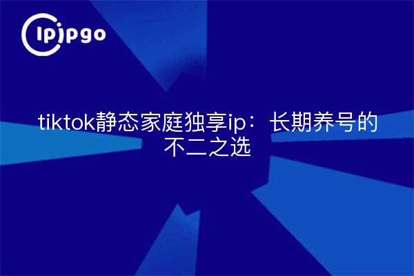 tiktok静态家庭独享ip：长期养号的不二之选
