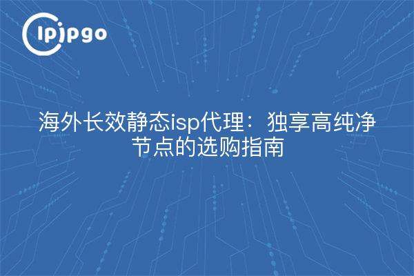 海外长效静态isp代理：独享高纯净节点的选购指南
