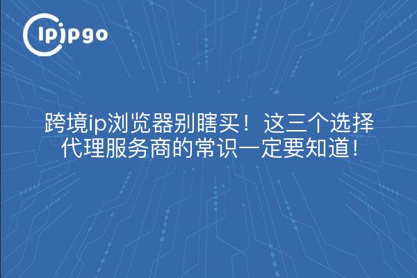 跨境ip浏览器别瞎买!这三个选择代理服务商的常识一定要知道!