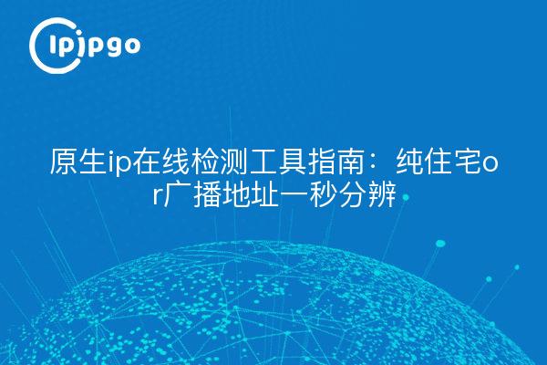 原生ip在线检测工具指南:纯住宅or广播地址一秒分辨