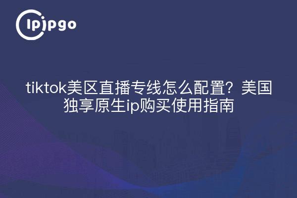 tiktok美区直播专线怎么配置?美国独享原生ip购买使用指南