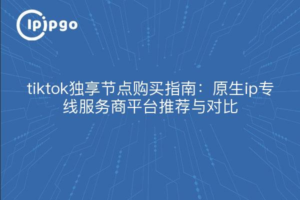 tiktok独享节点购买指南:原生ip专线服务商平台推荐与对比