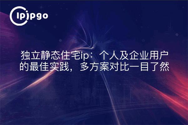 独立静态住宅ip:个人及企业用户的最佳实践,多方案对比一目了然