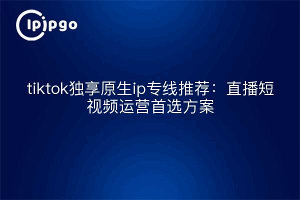 tiktok独享原生ip专线推荐：直播短视频运营首选方案